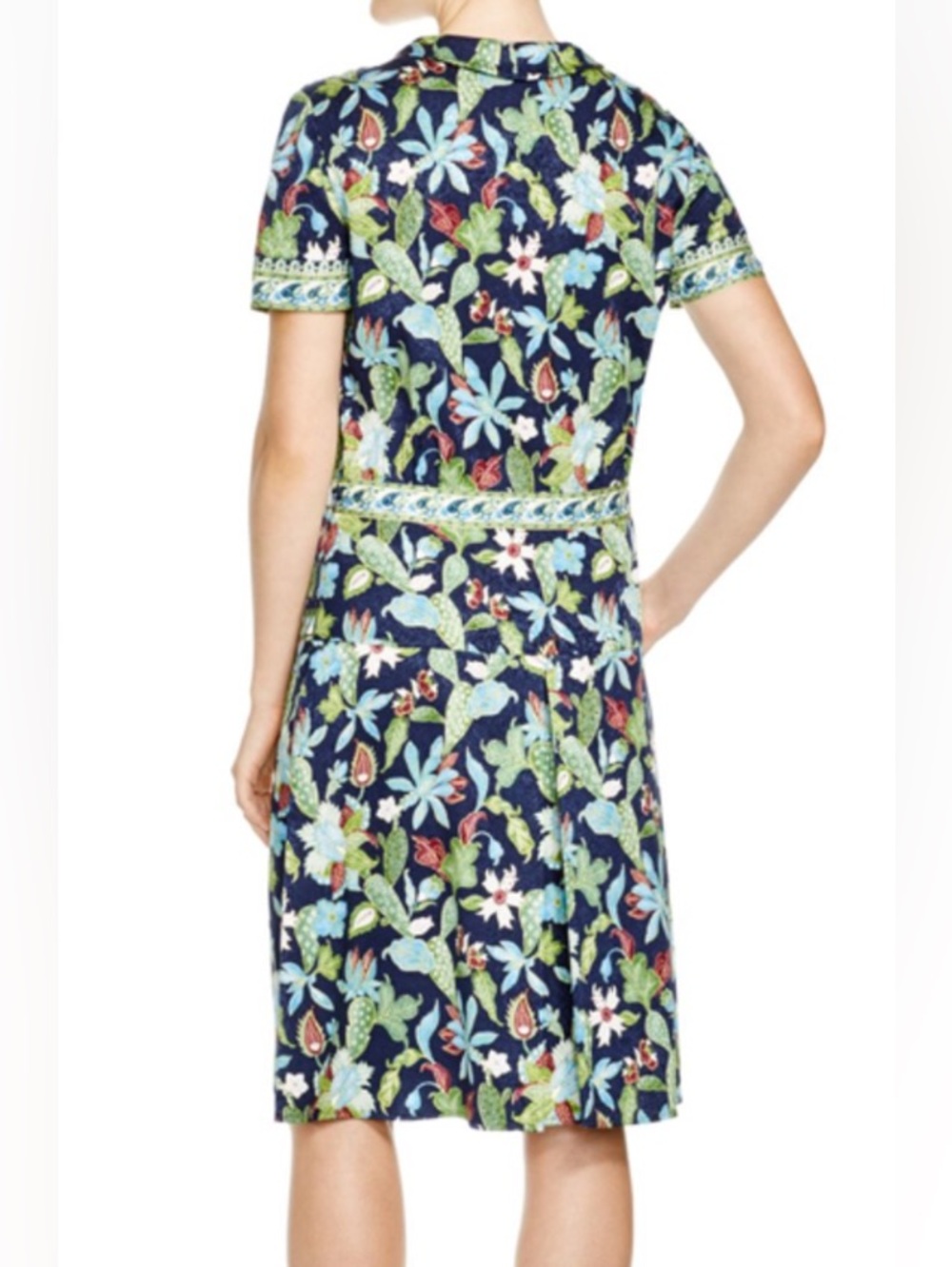Tory Burch Garden Wisteria Floral Print Silk Dress Size 8 - Picture 3 of 8